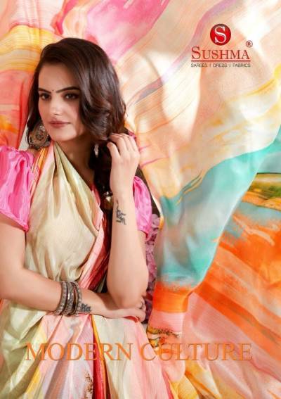 SUSHMA MODERN CULTURE 6801A TO 6807B DESIGNER CRAPE SAREE WHOLESALER IN INDIA